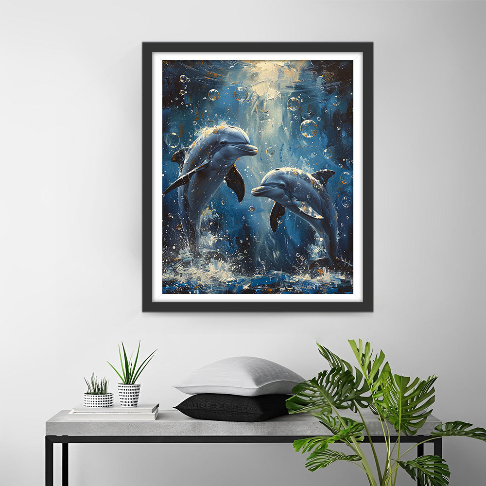 Delfinpärchen unter dem blauen Meer Diamond Painting