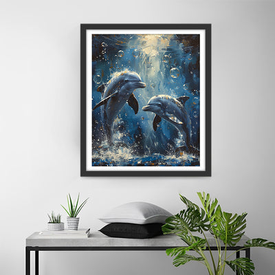 Delfinpärchen unter dem blauen Meer Diamond Painting