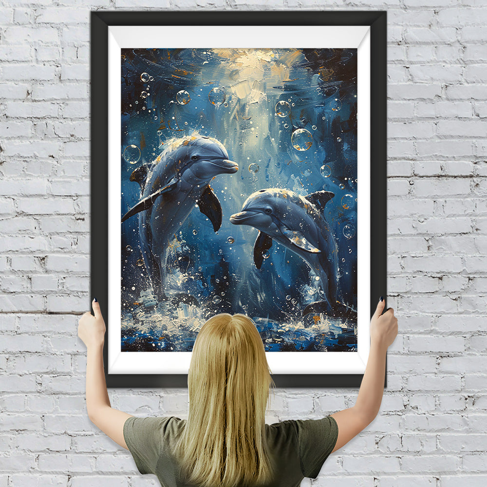 Delfinpärchen unter dem blauen Meer Diamond Painting