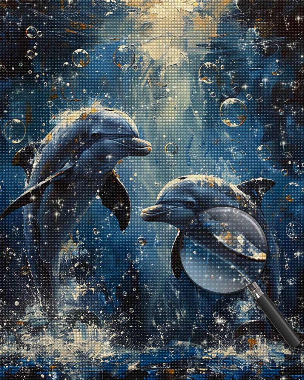 Delfinpärchen unter dem blauen Meer Diamond Painting