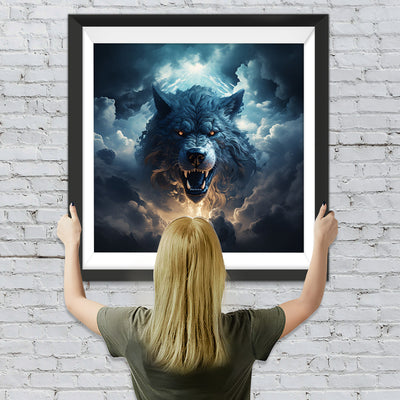 Der brüllende Wolf in den Wolken Diamond Painting