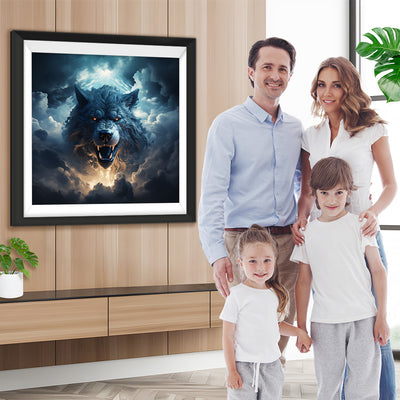 Der brüllende Wolf in den Wolken Diamond Painting