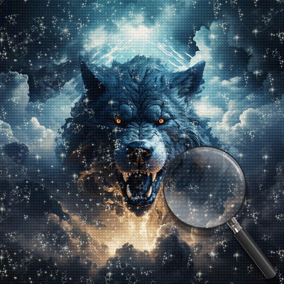 Der brüllende Wolf in den Wolken Diamond Painting