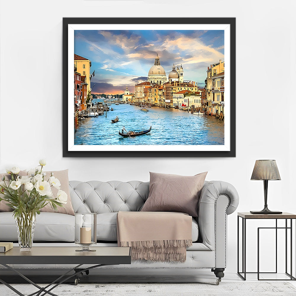 Der Fluss in der Stadt Diamond Painting