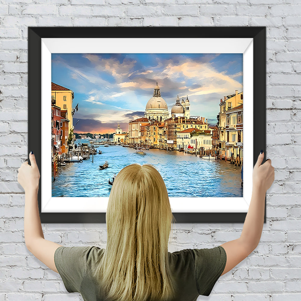 Der Fluss in der Stadt Diamond Painting