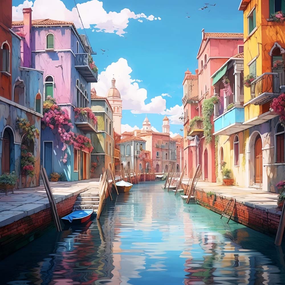 Der Fluss Venedig an einem sonnigen Tag Diamond Painting