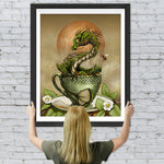 Der kleine grüne Drache in der Teetasse Diamond Painting