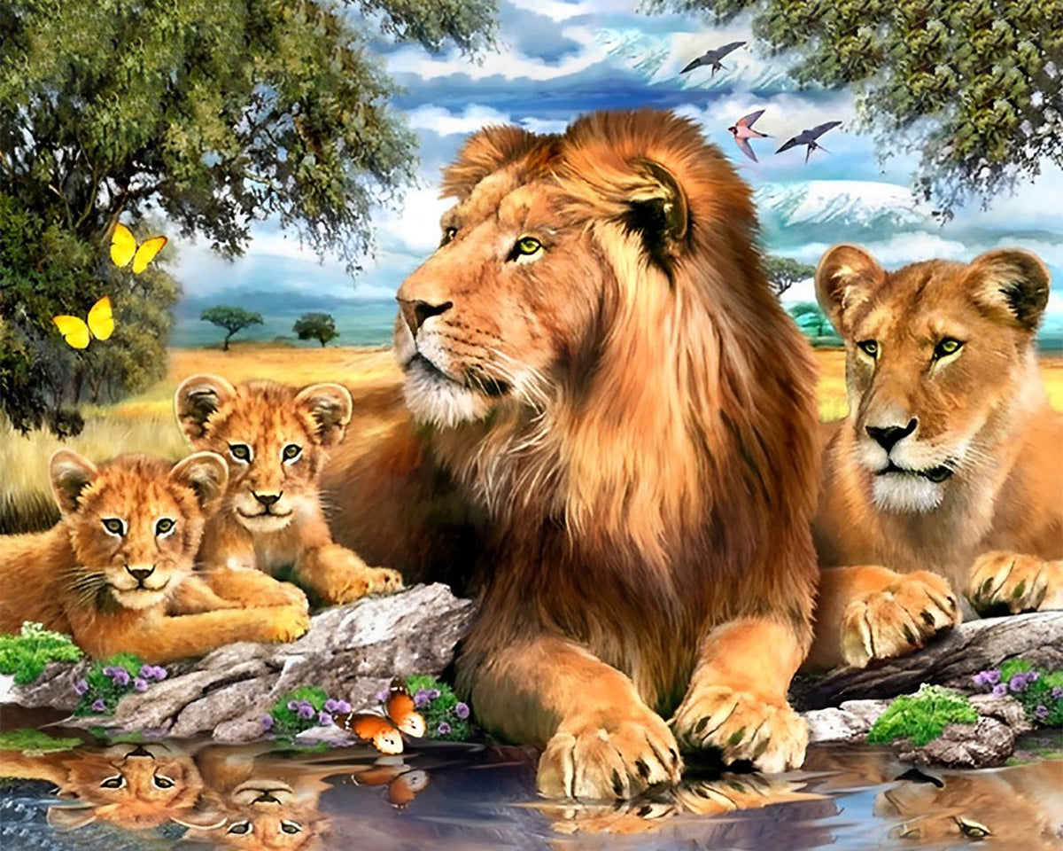 Der Löwenkönig und seine Familie Diamond Painting