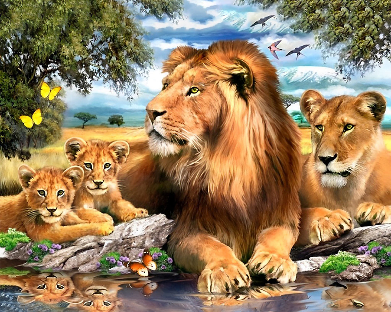 Der Löwenkönig und seine Familie Diamond Painting