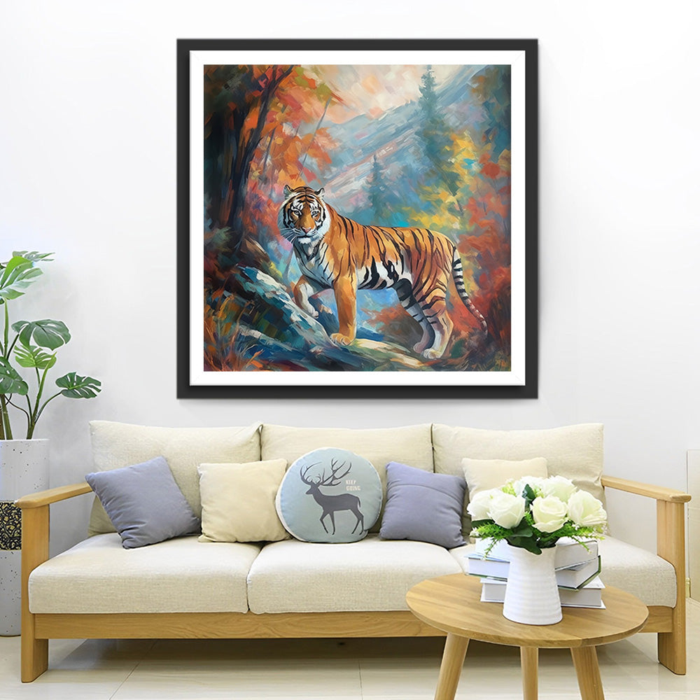 Der Tiger im Berg blickt zurück Diamond Painting