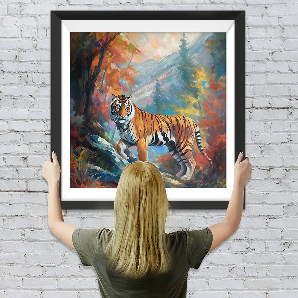 Der Tiger im Berg blickt zurück Diamond Painting