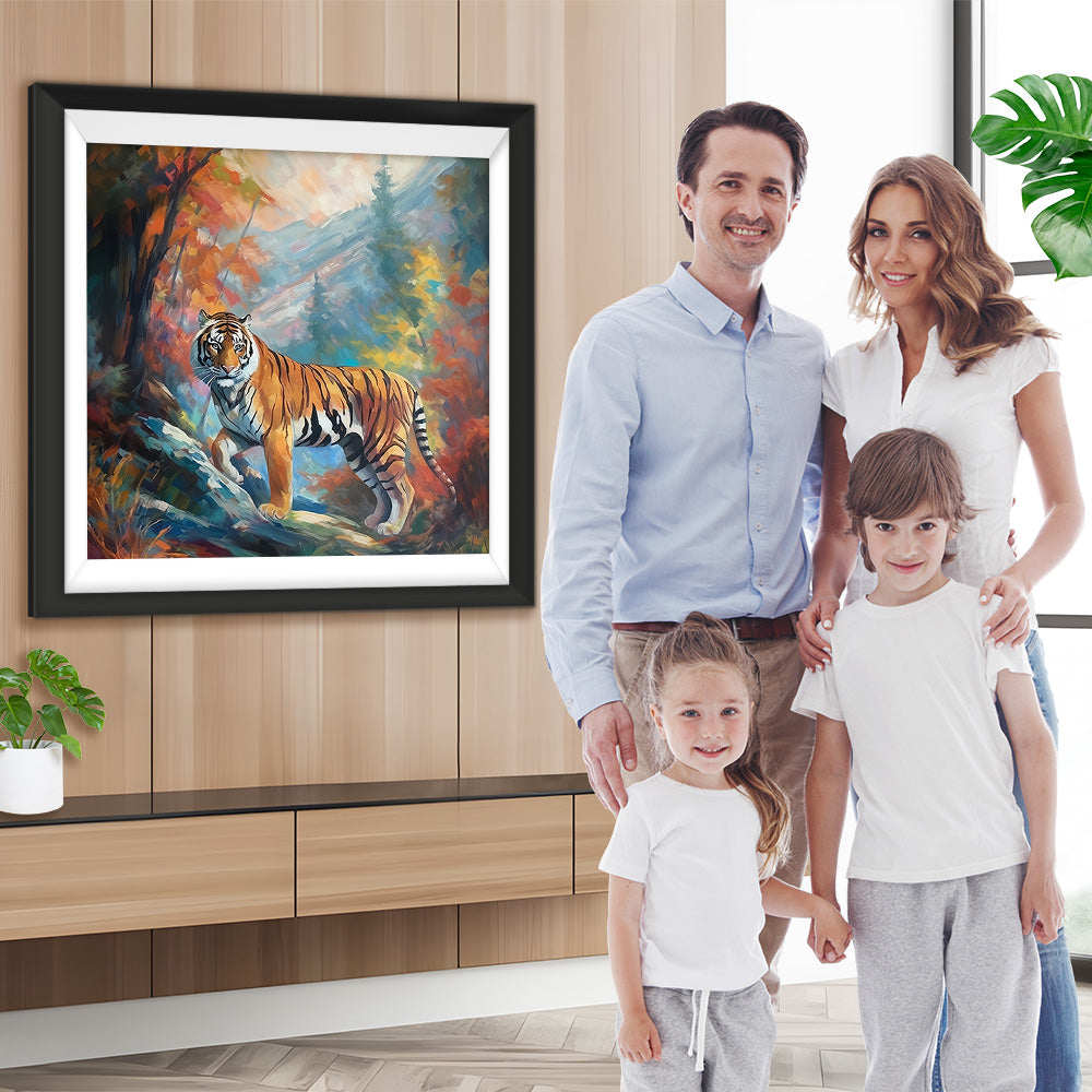 Der Tiger im Berg blickt zurück Diamond Painting