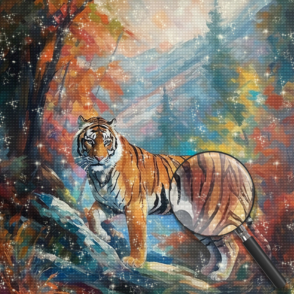 Der Tiger im Berg blickt zurück Diamond Painting