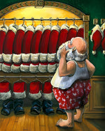 Der Weihnachtsmann wählt seinen Anzug aus Diamond Painting