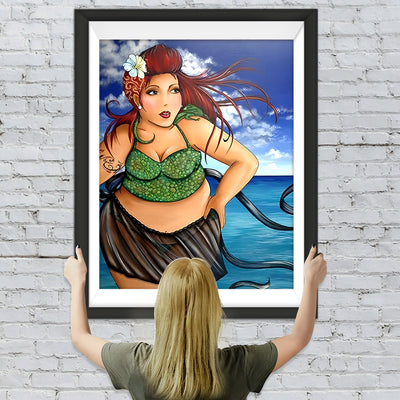 Dicke Dame am Meer Diamond Painting