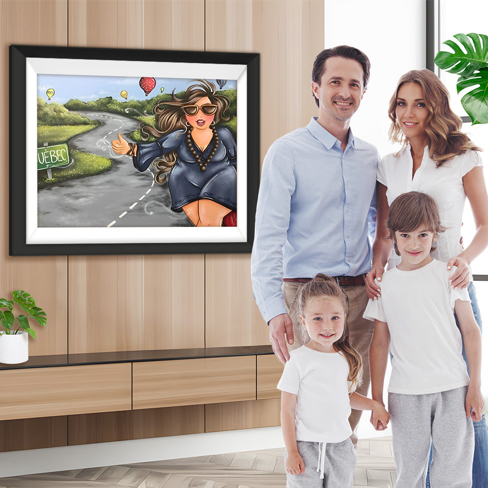 Dicke Dame auf der Straße Diamond Painting