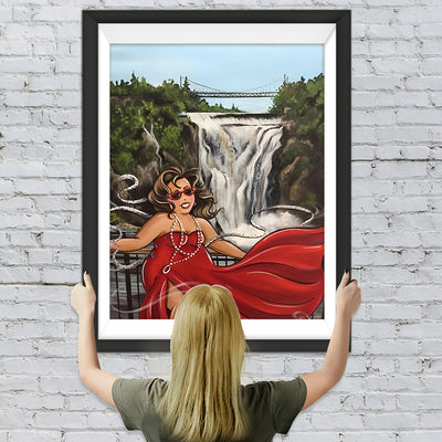 Dicke Dame und Wasserfall Diamond Painting