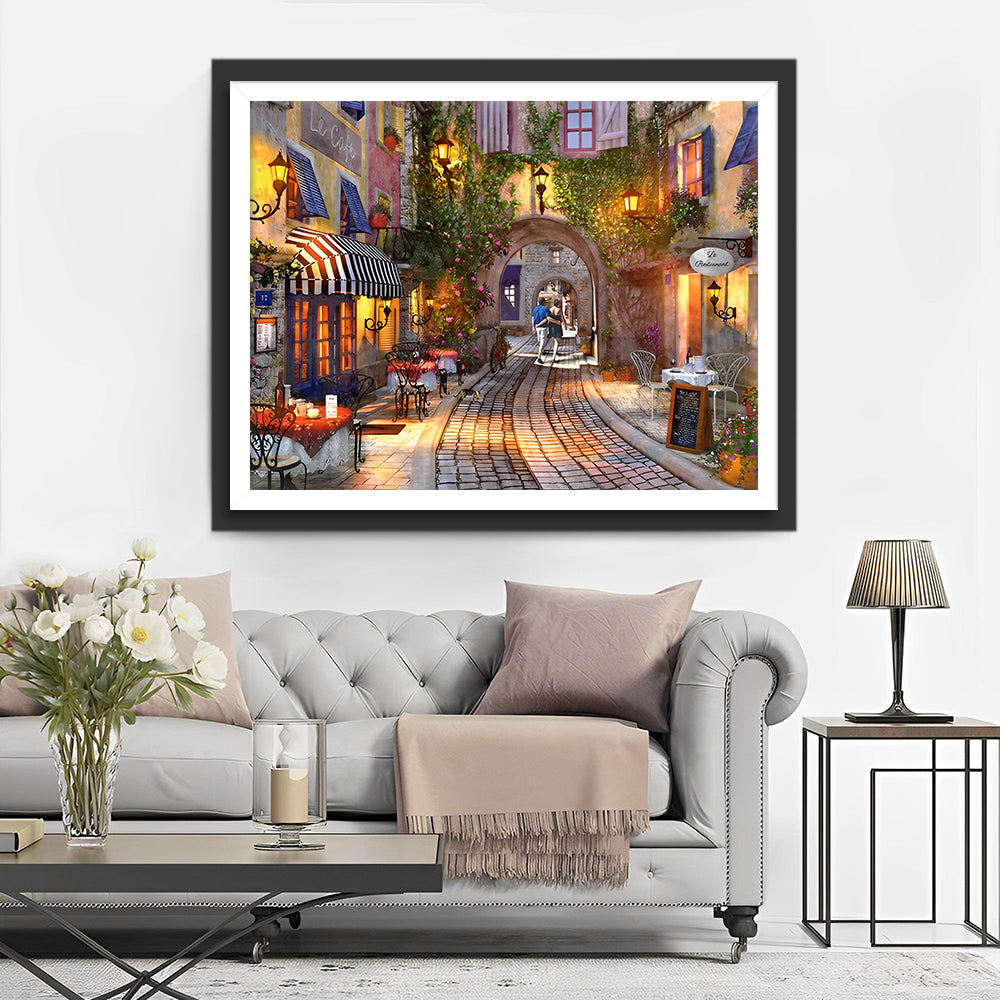 Die friedliche Nacht der europäischen Stadt Diamond Painting