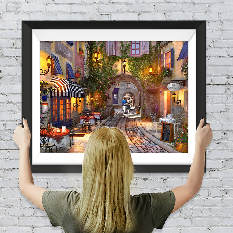 Die friedliche Nacht der europäischen Stadt Diamond Painting