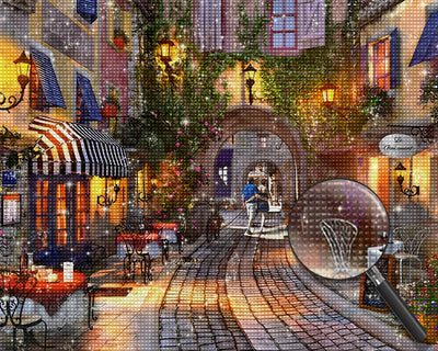 Die friedliche Nacht der europäischen Stadt Diamond Painting