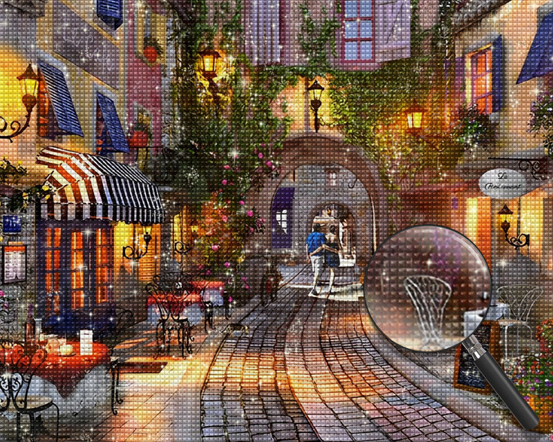 Die friedliche Nacht der europäischen Stadt Diamond Painting