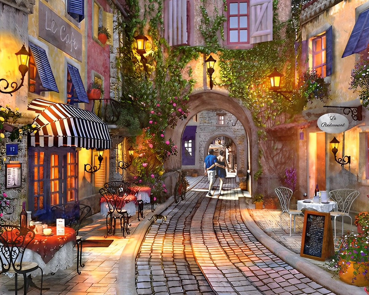 Die friedliche Nacht der europäischen Stadt Diamond Painting