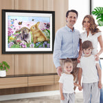 Die küssenden Kaninchen auf dem Blumenfeld Diamond Painting