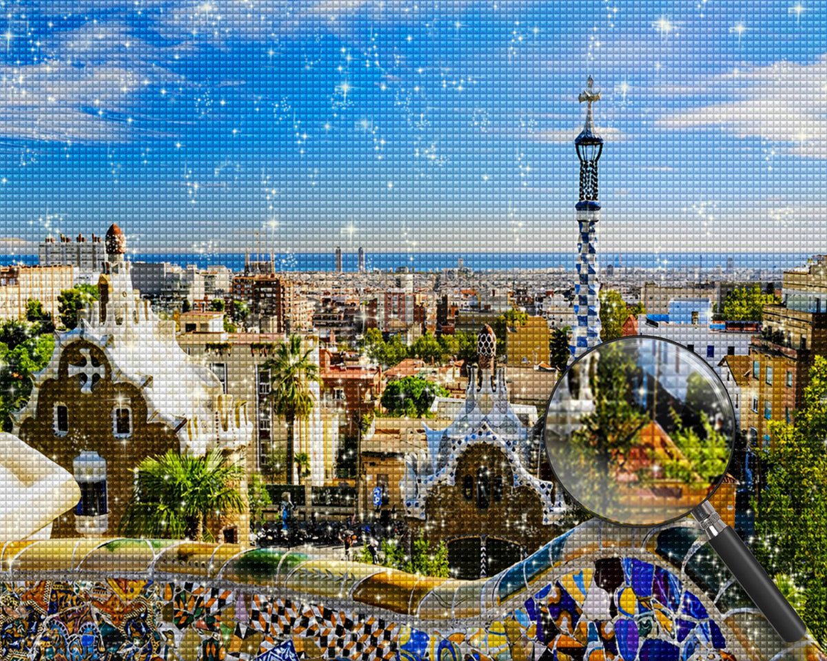 Die Landschaft über der Stadt Diamond Painting