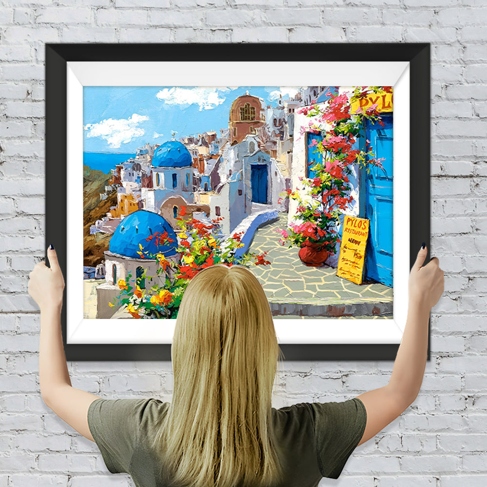 Die ruhige Insel Santorin Diamond Painting