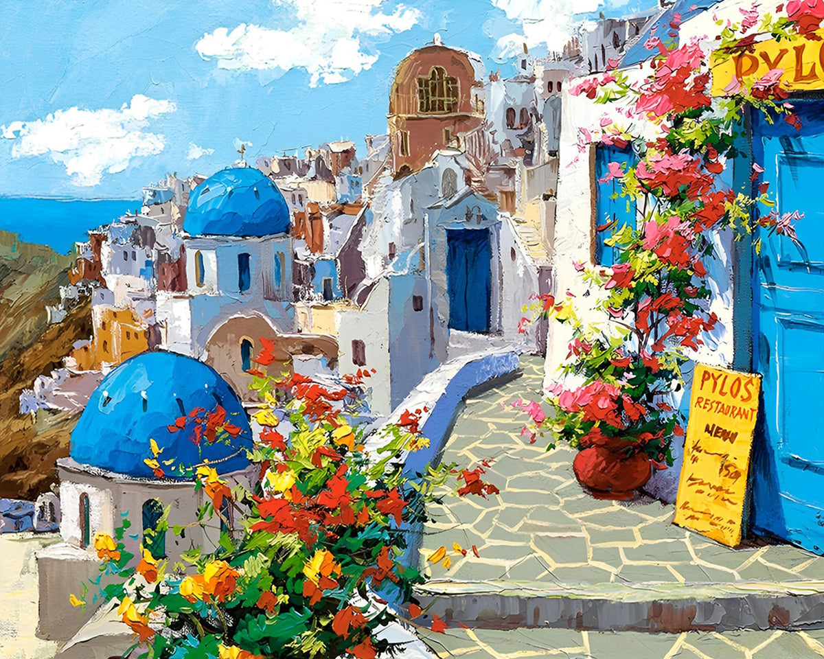 Die ruhige Insel Santorin Diamond Painting