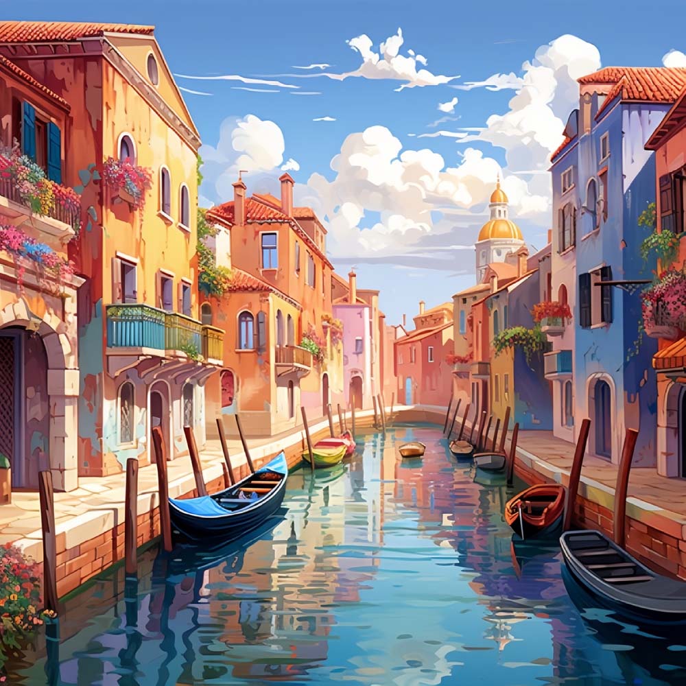Die saubere und helle Stadt Venedig Diamond Painting