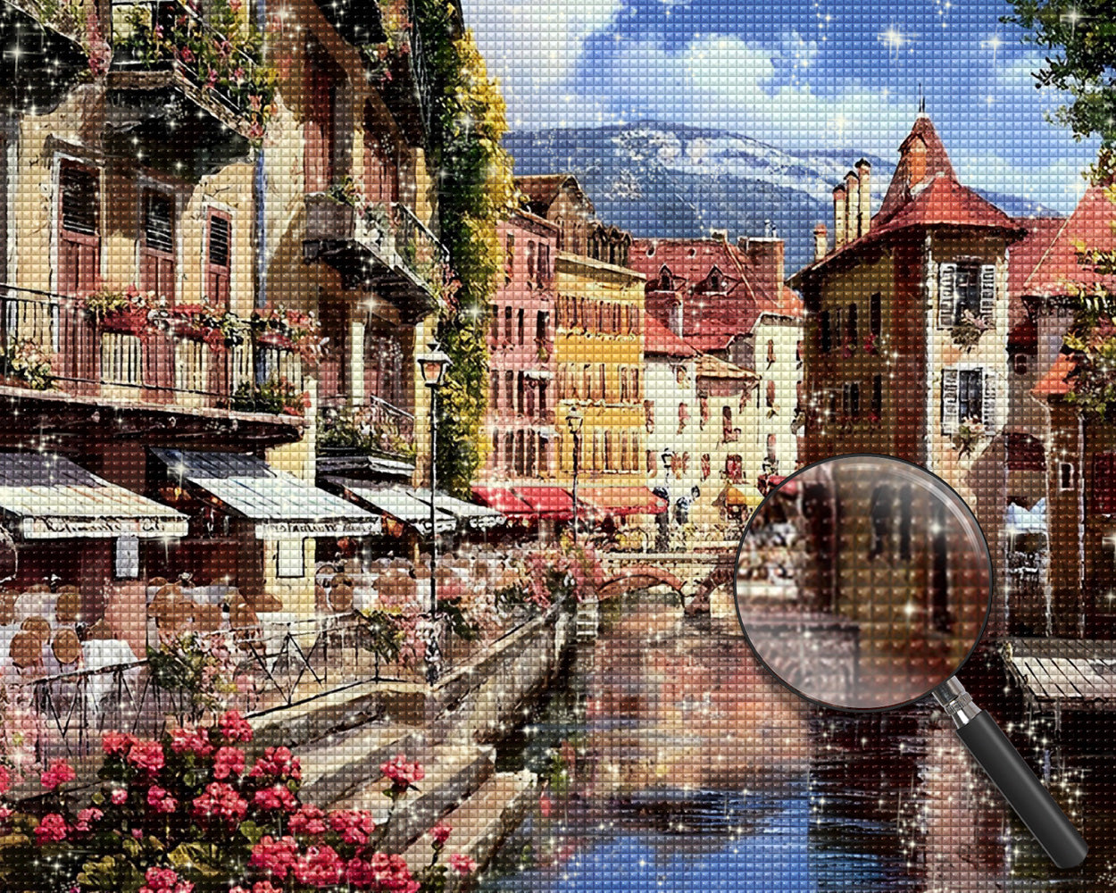 Die Stadt vor dem Berg Diamond Painting