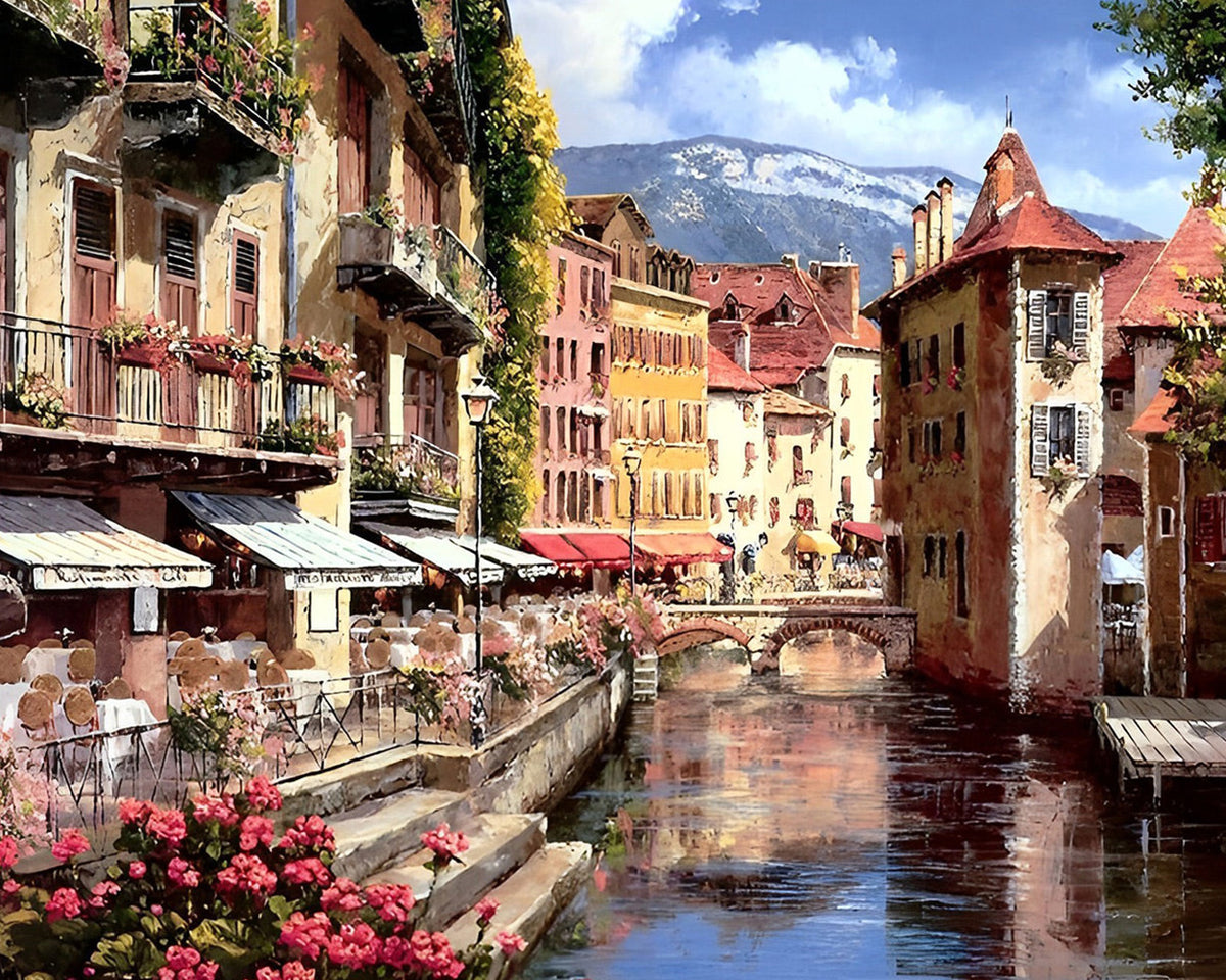 Die Stadt vor dem Berg Diamond Painting