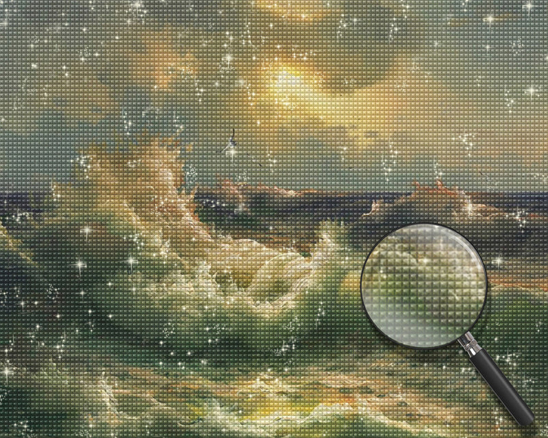 Die wogenden weissen Wellen Diamond Painting