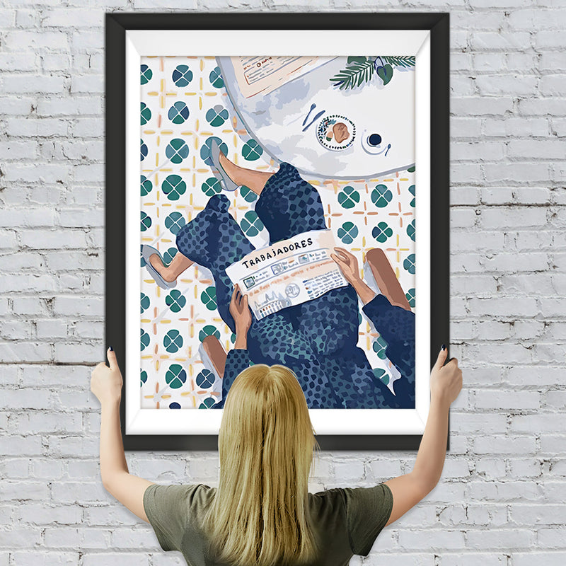 Die Zeitung lesende Frau Diamond Painting