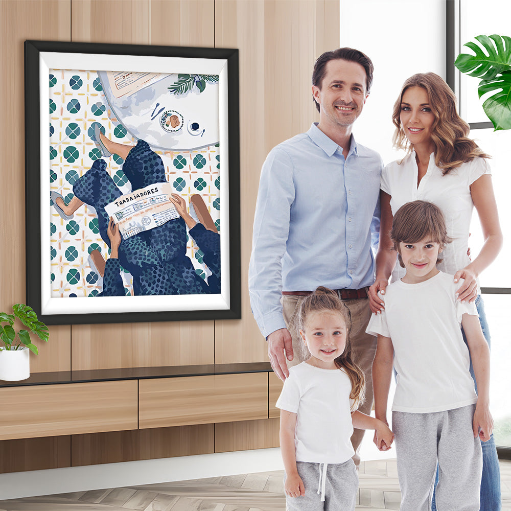 Die Zeitung lesende Frau Diamond Painting