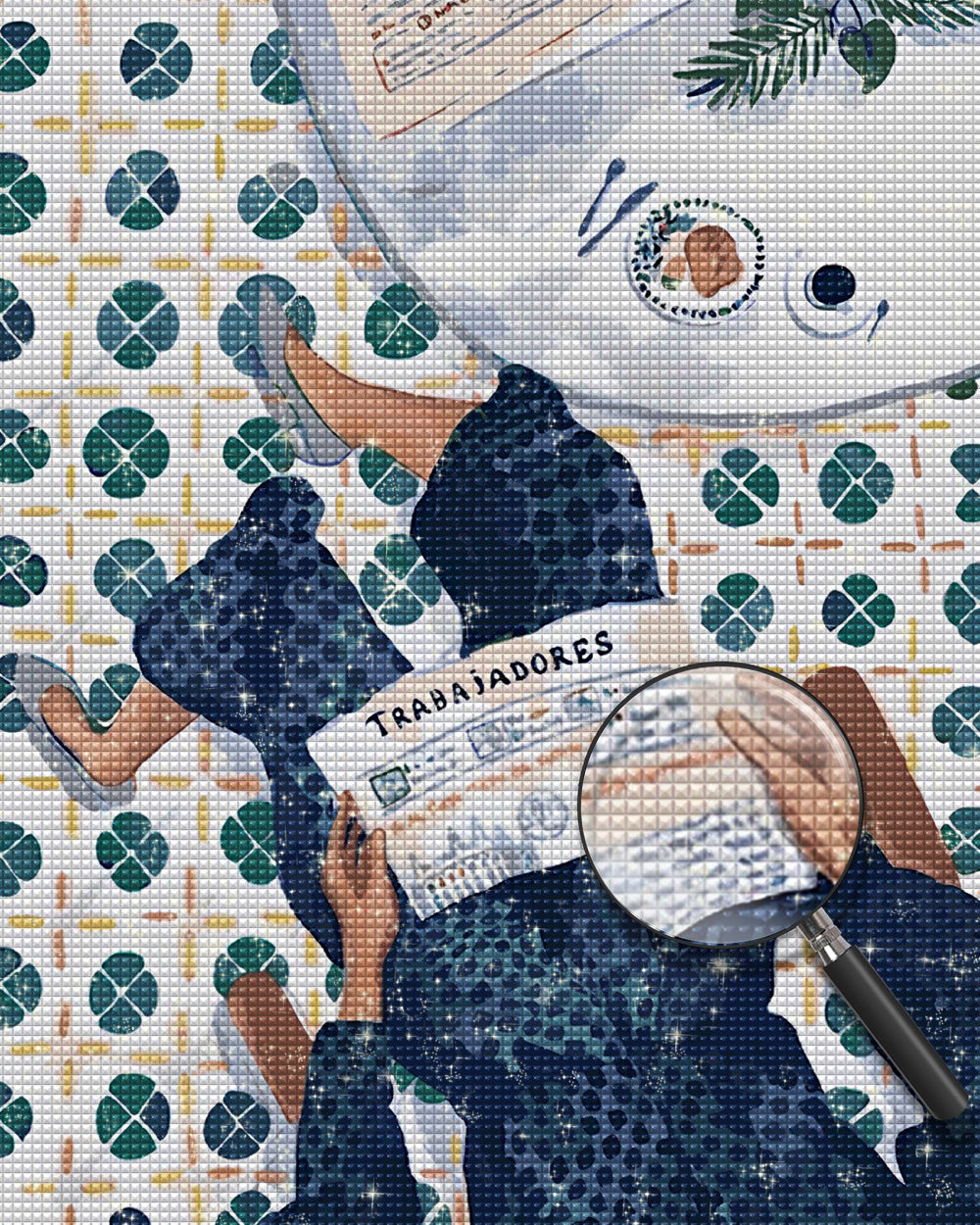 Die Zeitung lesende Frau Diamond Painting