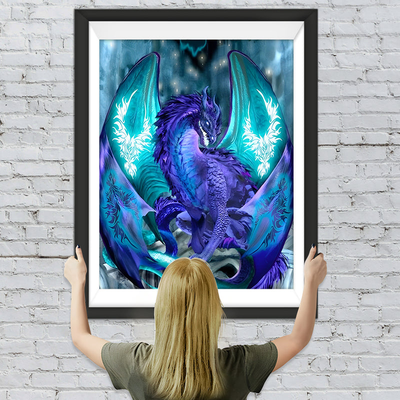 Drache mit blauer Flamme Diamond Painting