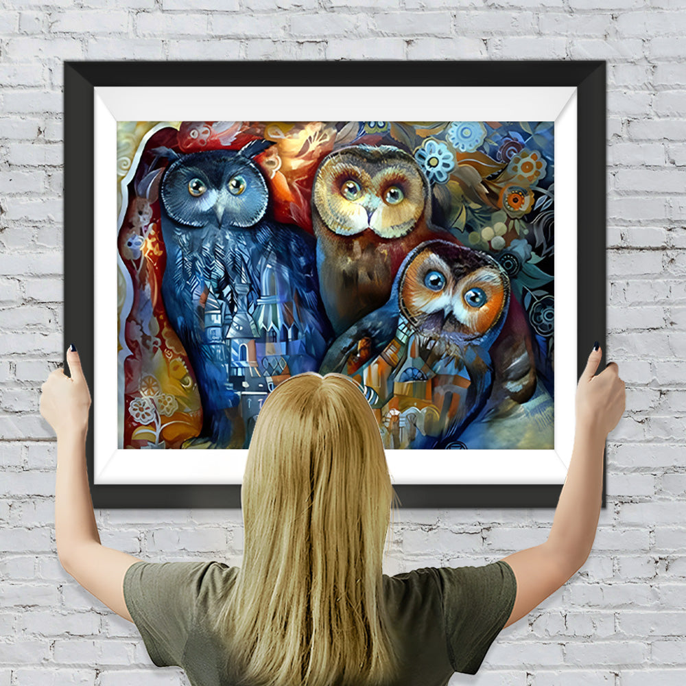 Drei abstrakte Eulen Diamond Painting