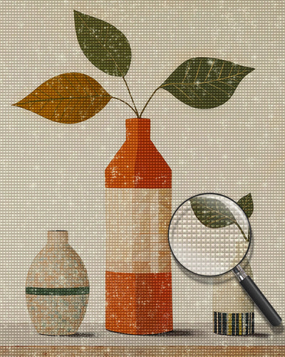 Drei Blätter in Flaschen Diamond Painting