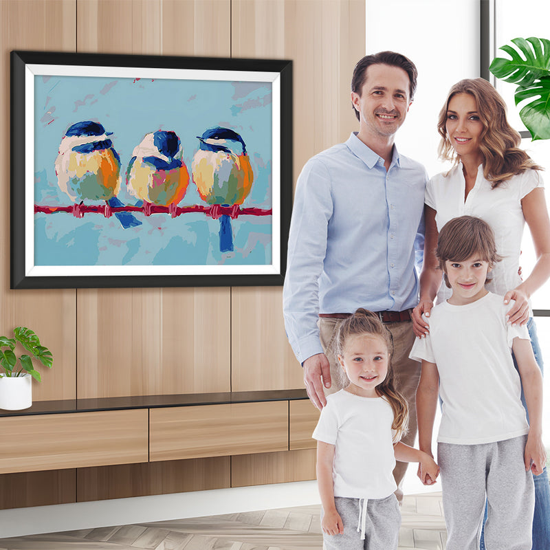 Drei blaue und weiße Vögel Diamond Painting