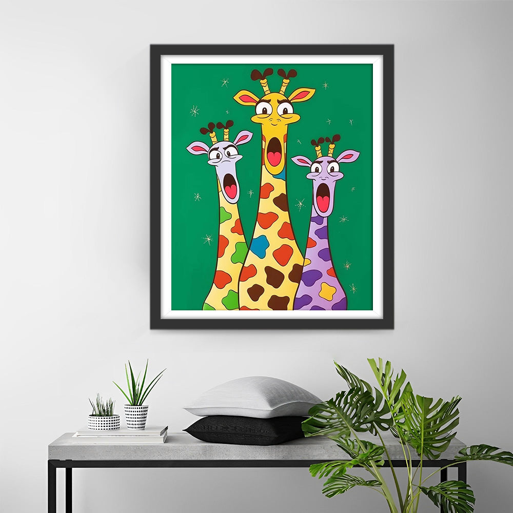 Drei Cartoon-Giraffen Diamond Painting