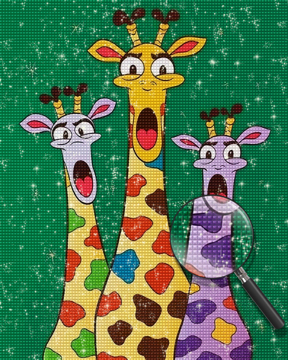 Drei Cartoon-Giraffen Diamond Painting