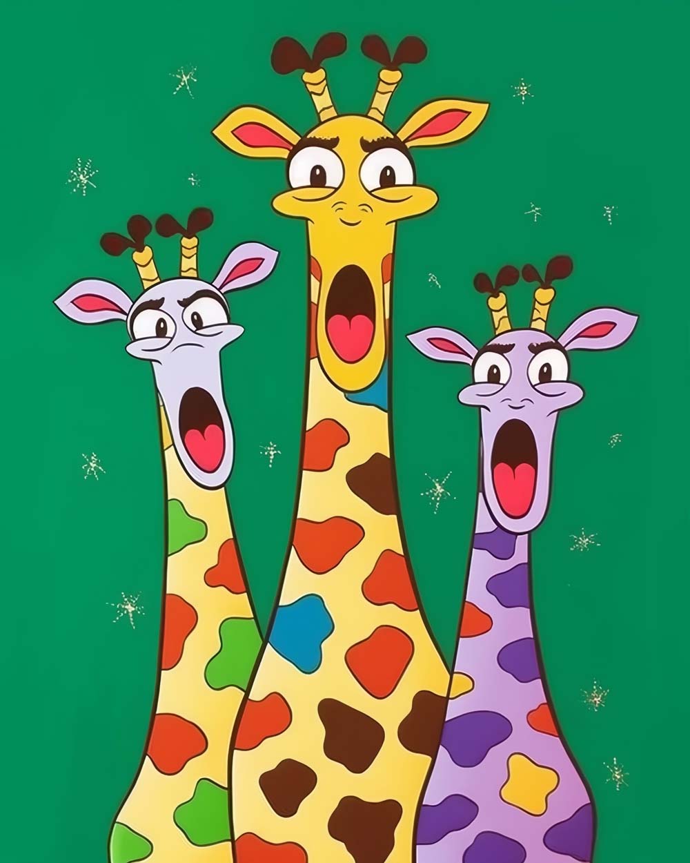 Drei Cartoon-Giraffen Diamond Painting