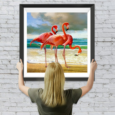 Drei Flamingos am Meer Diamond Painting