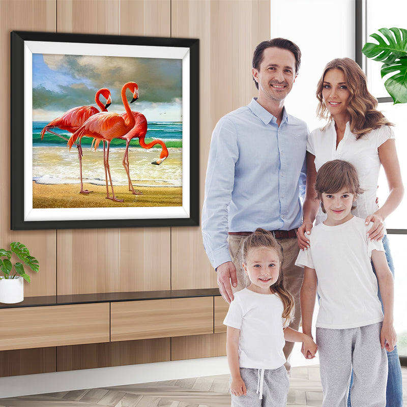 Drei Flamingos am Meer Diamond Painting