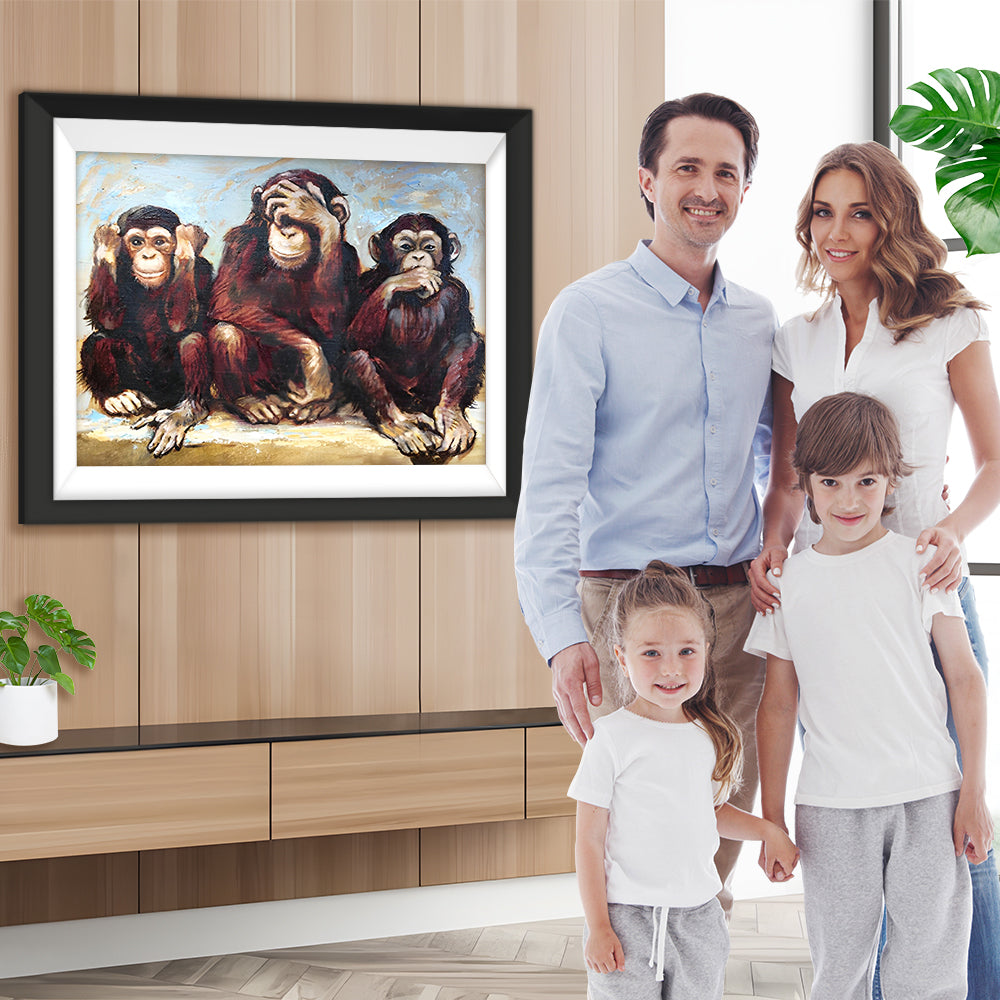 Drei gestörte Affen Diamond Painting