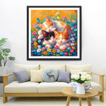 Drei Katzen, umgeben von Blumen Diamond Painting
