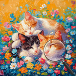 Drei Katzen, umgeben von Blumen Diamond Painting