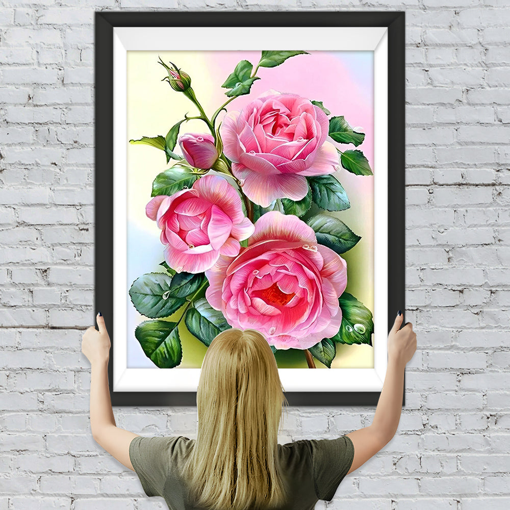 Drei rosa Rosen Diamond Painting